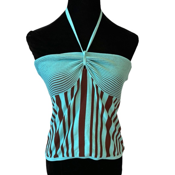 🎁 Metric Stripe Knit Halter Top - Picture 1 of 6